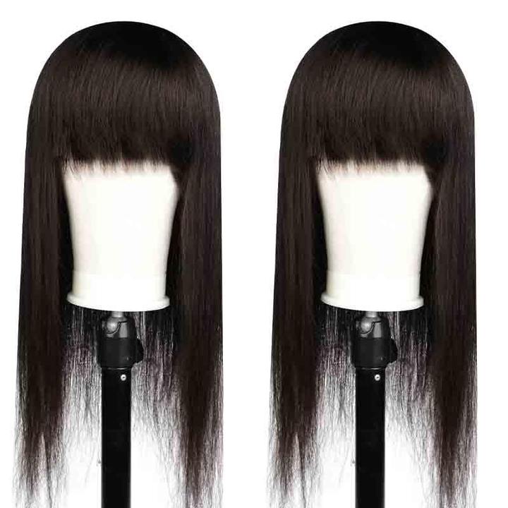 Brazilian glueless human hair wig with bangs150% density
