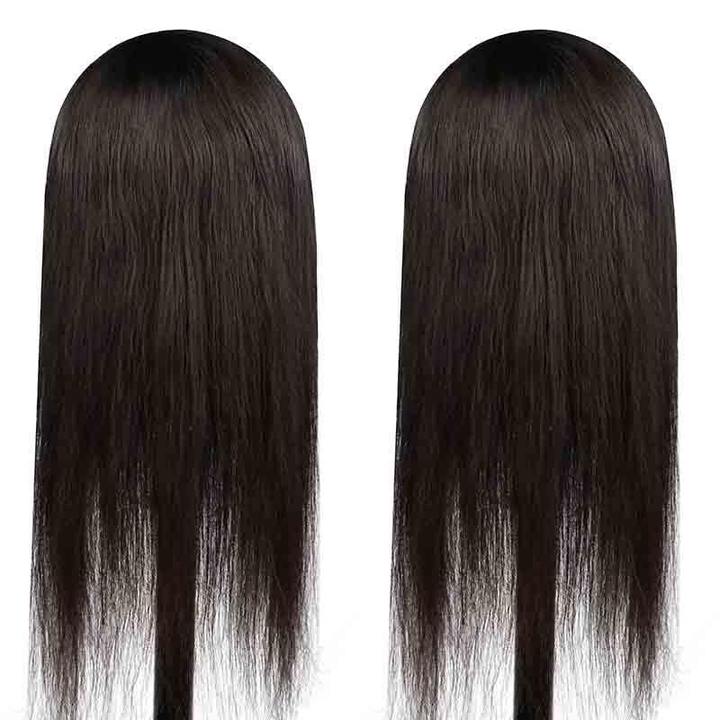 Malaysian glueless human hair wig with bangs 150% density