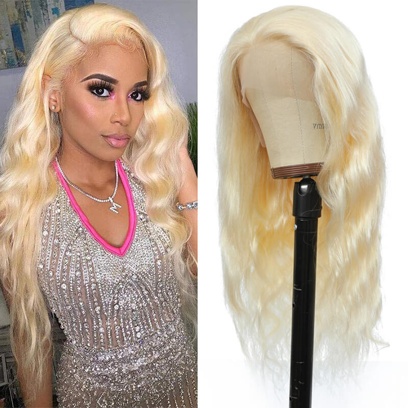 Art show 613 blonde Malaysian 13x4 transparent lace front wig body wave 