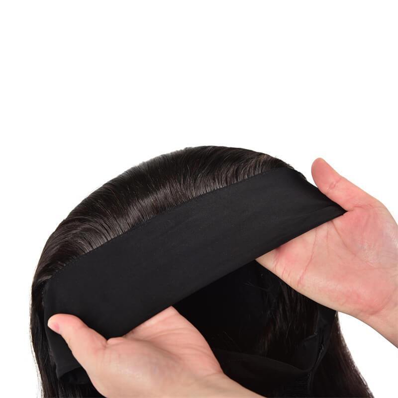 Art show Brazilian yaki straight human hair headband wig 150% density