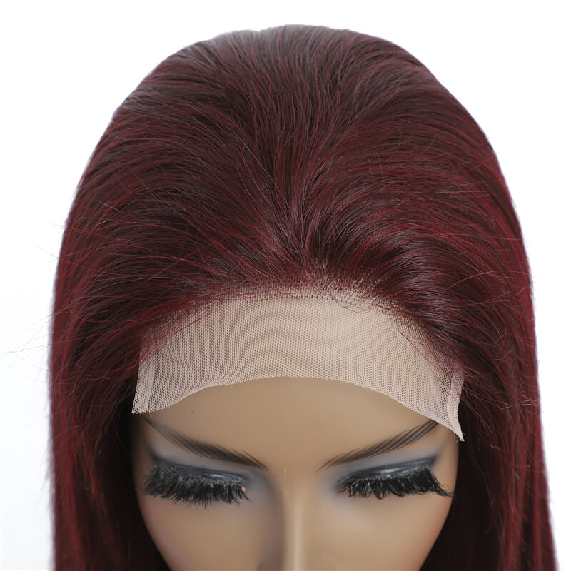 Art show Brazilian burgundy 99J 5x5 transparent lace closure wig
